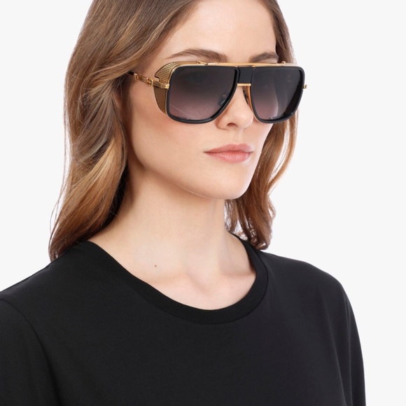 Balmain X Akoni Black & Gold Edition Square O.R. Sunglasses Frames 59.16 140 NEW - Picture 1 of 13